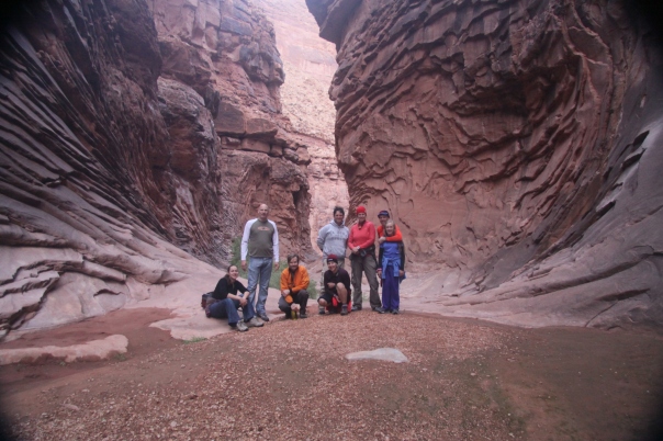 Hiking North Canyon - r to l: Lucy, Gary, Craig, Kika, Kevin, Captain Natalia, Ariel, & Commodore Dave
